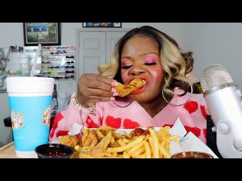 Frenchys 5 Wing Box With A Sweet Tea  Asmr Eating Sounds