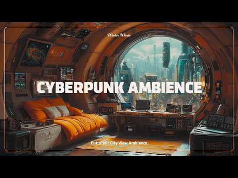 Futuristic Floating Building | Relaxing Cyberpunk, Sci-fi Ambience For Study, Work | 공상 과학 Asmr