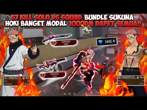 57 Kill Solo Vs Squad Spin Bundle Sukuna!!hoki Banget Cuma Modal 1000 Diamond Dapet Bundle & Groza!!