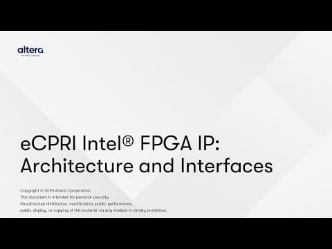 Ecpri Intel® Fpga Ip:  Architecture And Interfaces