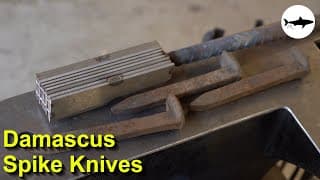 Forging Some Twist Damacus Rail Spike Knives