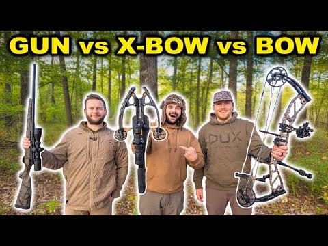 1v1v1 Deer Hunt Gun Vs Crossbow Vs Bow Challenge!!! (catch Clean Cook)