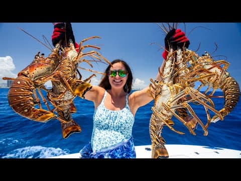 Catching Big Spiny Lobster! South Florida Free-diving. Catch, Clean, Cook!