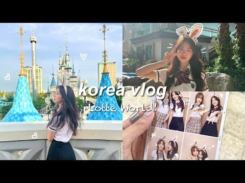 Korea Vlog🐰: Lotte World, Uniform Rental, Aquagarden Cafe, Photobooth, Hongdae Shopping + Clubbing