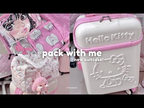 Pack With Me 🧳 Hello Kitty Pink Luggage Unboxing & Cute Travel Essentials 🌸✈️