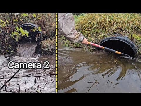 (short Version) Unclogging Double Culvert Pipe Clog