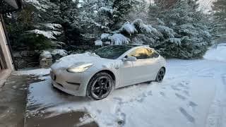 Tesla Model 3 Long Range With Winter Tyres In Snow In Scotland #tesla #teslamodel3