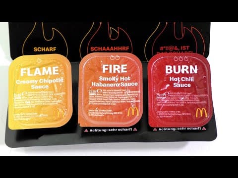 [germany] Mcdonald's Extreme Hot Sauces: Flame, Fire, Burn
