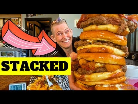 Huge Pavs Stacked Burger Challenge! Can I Do 2?!? Randy Santel ~ Molly Schuyler Eats