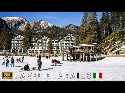 Lago Di Braies Ice Walk ❄️ Italy Winter Wonderland | 8k