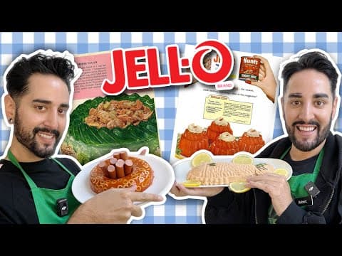 Making Vintage Jello Recipes! | Hotdog, Tuna & Bbq Jello 🥲💜🖤 The Welsh Twins