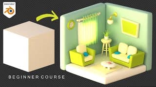 Blender Beginner Tutorial | 3d Living Room Course (2025 Version) | 3dgreenhorn