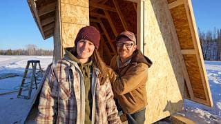 Off Grid Mobile Power Shed Roof | -23c Frozen Waterfalls