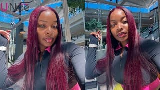 Best Wig On Amazon !? Glueless Black Cherry Wig Install & Review | Ft. Unice Hair