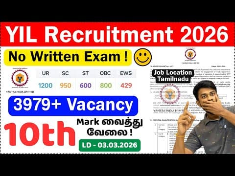 3979 Vacancy ♦️ Yil Notification 2026 Tamil | Yantra India Limited Jobs | Jobs For You Tamizha