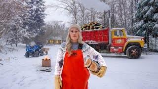 Winter Has Hit! Fixing Equipment, Massive Burn, Hauling Logs W/ Dump Truck & Excavator