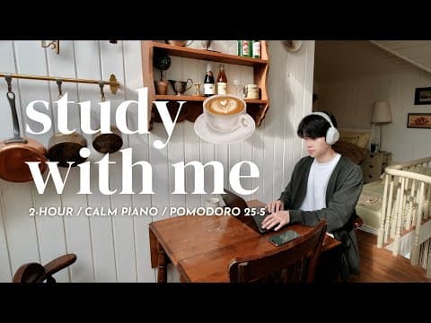 🌤️ 2-hour Study With Me On A Cozy Morning | 🎹 Calm Piano, Pomodoro 25/5