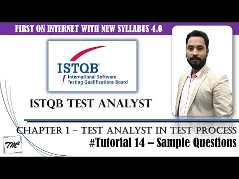 Istqb Test Analyst V4.0 | Tutorial 14 | Sample Questions On Chapter 1 | Test Analyst Tasks #tmsquare