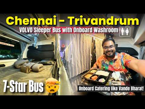 Chennai To Trivandrum In Most Luxury Bus | Volvo Sleeper With Washroom | Onboard Catering 🤯