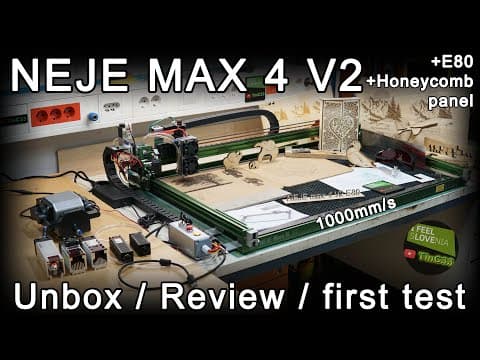 Neje Max 4 V2 Cnc Laser Engraver / Cutter + E80 + Honeycomb Panel [unbox / Review / First Test]
