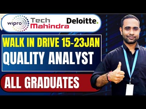 Wipro Quality Analyst Walk In Drive | Techmahindra Hiring | Deloitte Hiring