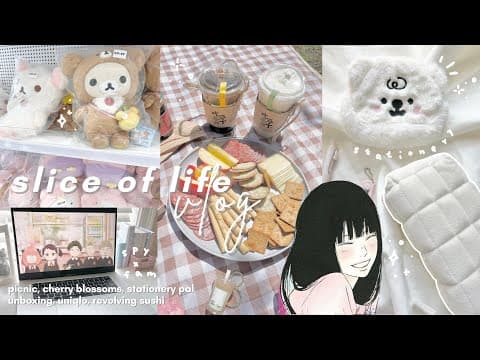 🧺 Aesthetic Spring Vlog | Picnic, Relaxing Weekend, Anime, Stationery Pal Unboxing, Shopping