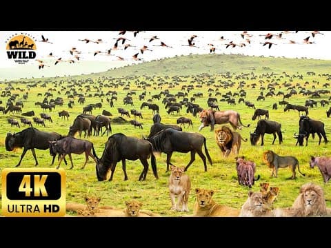 4k African Animals: The Great Wildebeest Migration - Scenic Wildlife Film With African Music
