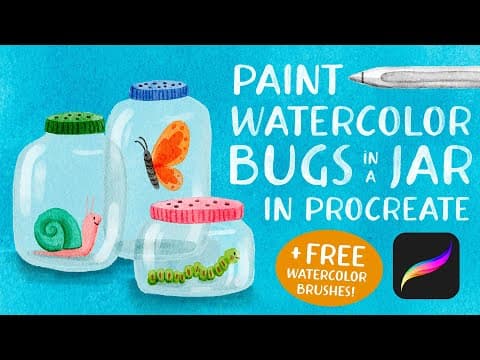 Free Procreate Brushes: Painting Cute Bugs In Jars - Procreate Watercolor Tutorial