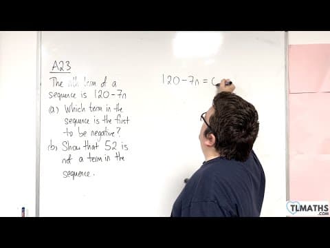 Gcse Maths: A23-05 [sequences Problem 2]