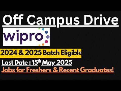 Wipro Off Campus Drive 2024 & 2025 Batch Eligible | Last Date : 15th May 🔥🔥