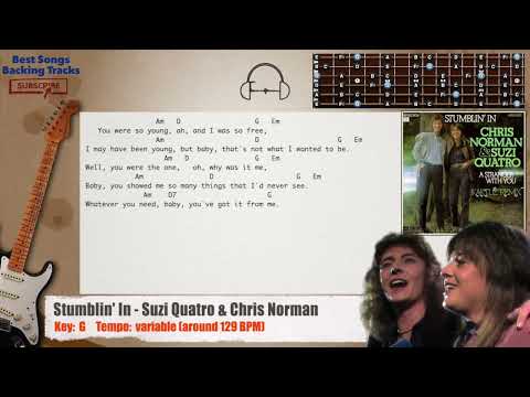 🎸 Stumblin' In - Suzi Quatro & Chris Norman Guitar Backing Track With Chords And Lyrics