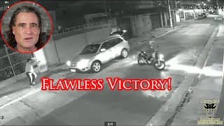 Defender With Family In Car Wrecks Multiple Armed Robbers