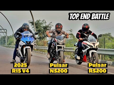 2025 Yamaha R15 V4 Vs Pulsar Ns200 Vs Pulsar Rs200 | Top End Battle 🚀