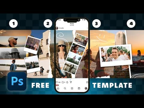 Easy Digital Scrapbook Carousel In Photoshop  Drag & Drop + Free Template ⚡️