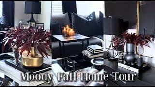 🍁🍂must Watch!! 👀moody Fall Black And White  Home Tour Featuring Burgundy🍁🍂