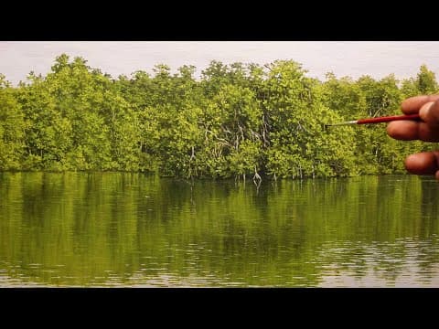 Painting A Realistic River With Oil. Time Lapse /104