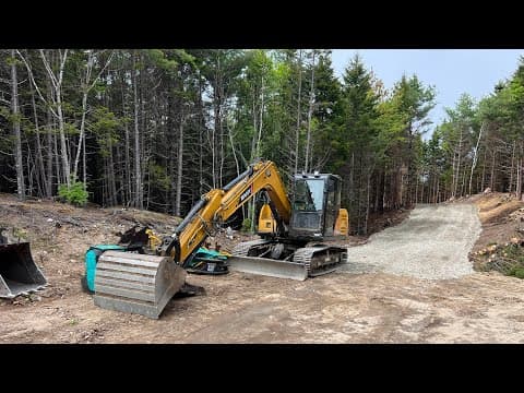 No Handwork Required. Installing Driveway And Clearing Lot With Tree Shear, Mulcher And Bucket!