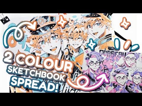 2 Colour Sketchbook Spreads! Sketch With Me!✨