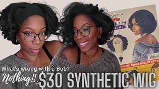 New 90s Blowout Bob! $30 Sensationnel Y-part Kinky Edges Kinky Roller Set 10" Synthetic Wig Review