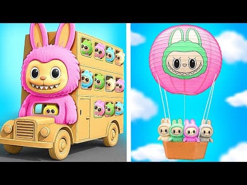 I Adopted An Abandoned Labubu 😱🏠 We Built Cool Cardboard Creations & Played Amazing Diys! 🤯🔥