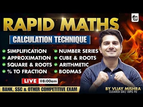 #155 Speed Maths For Bank Exams/ Ssc | Simplification, Number Series, Arithmetic By Vijay Mishra