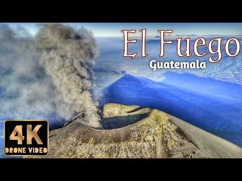 Acatenango Volcano, El Fuego Volcano, Antigua, Guatemala 4k Hdr Drone