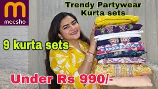 9 Meesho Partywear Silk/ Rayon Kurta Pant Dupatta Set | Latest Kurta Haul |designer New Meesho Kurti