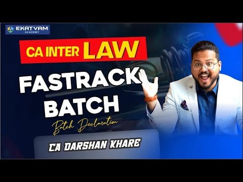 Ca Inter Law Fast Track Batch Plan Primary Video Declaration 😊 | Ca Darshan Khare