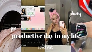 Productive Day In My Life || Cleaning, Gym, Makeup Tut, School Work, Self Care Night || Ft. Niimbot