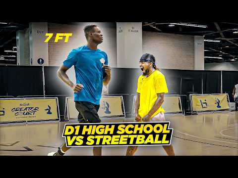 7 Foot High Schooler Vs Shortest Streetballer In The World | Hs Vs Streetballer Epic 5v5