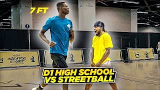 7 Foot High Schooler Vs Shortest Streetballer In The World | Hs Vs Streetballer Epic 5v5