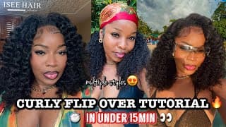 Curly Flip Over Tutorial In Under 15 Minutes 🔥 2 Easy Methods | Kinky Curly Half Wig Ft. Isee Hair 💗