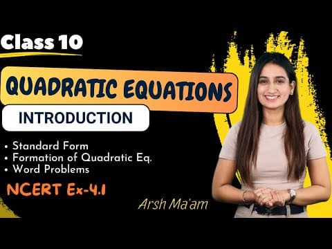 Quadratic Equations: Standard Form Of Quadratic Equations | Cbse Math | Class 10 Chapter 4 Lesson 1