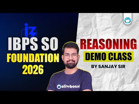 Ibps So Reasoning Demo Class 2026 | Foundation Course | By Sanjay Sir | Oliveboard